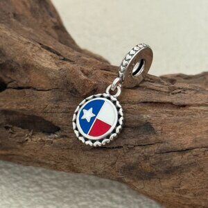 Pandora Texas Flag Exclusive S925 Silver Dangle Charm